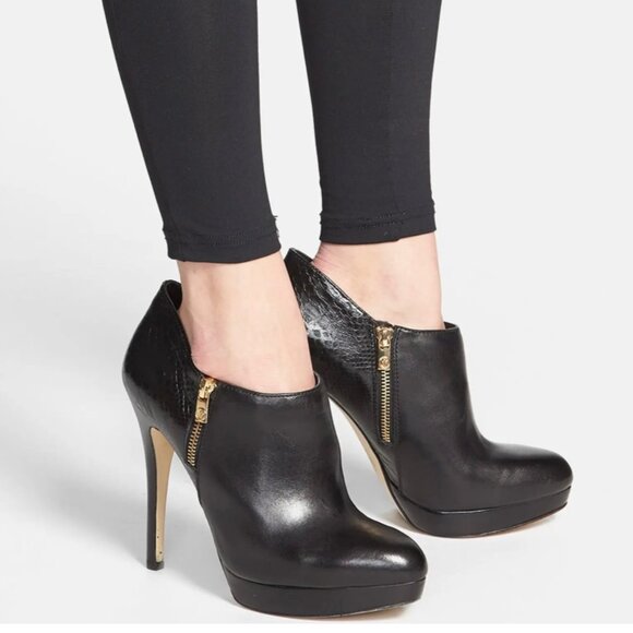 MICHAEL KORS Side Zip Leather and Patent Snakeskin Stiletto York Ankle Booties - Picture 14 of 17